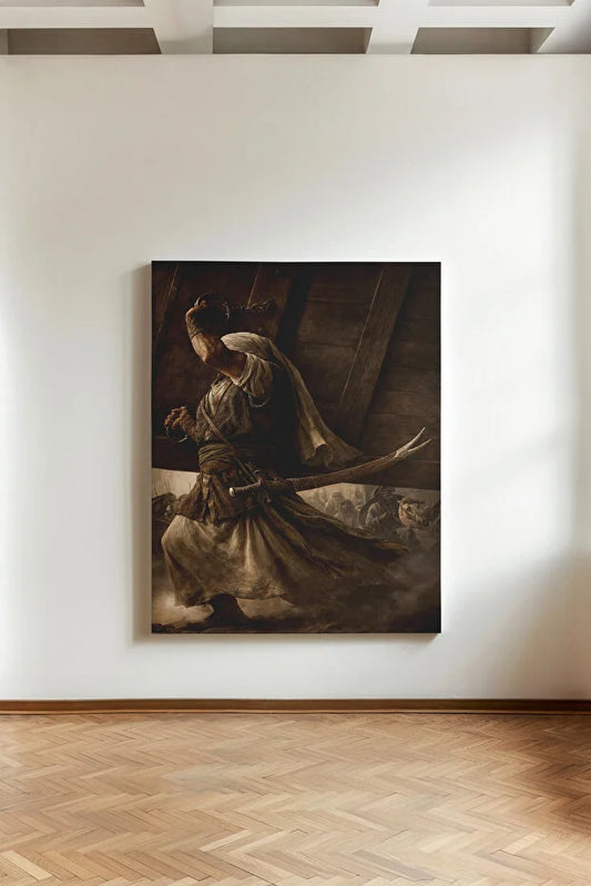 Hz. Ali - Kanvas Tablo - Zülfikar ve Aslan Temalı, Dini Duvar Dekoru, İslami Sanat, Modern Kanvas