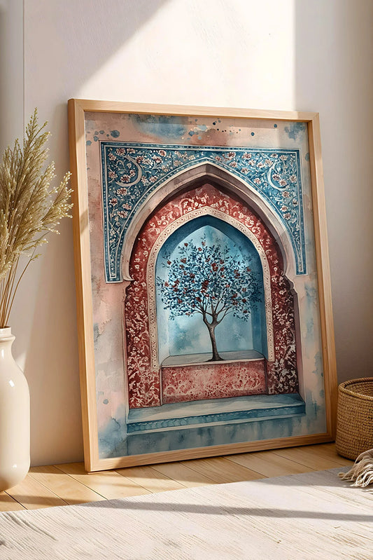 Premium Geleneksel Motifli Yaşam Ağacı Çerçeveli Tablo - Lüks Ramazan Serisi Sanatsal Duvar Dekoru