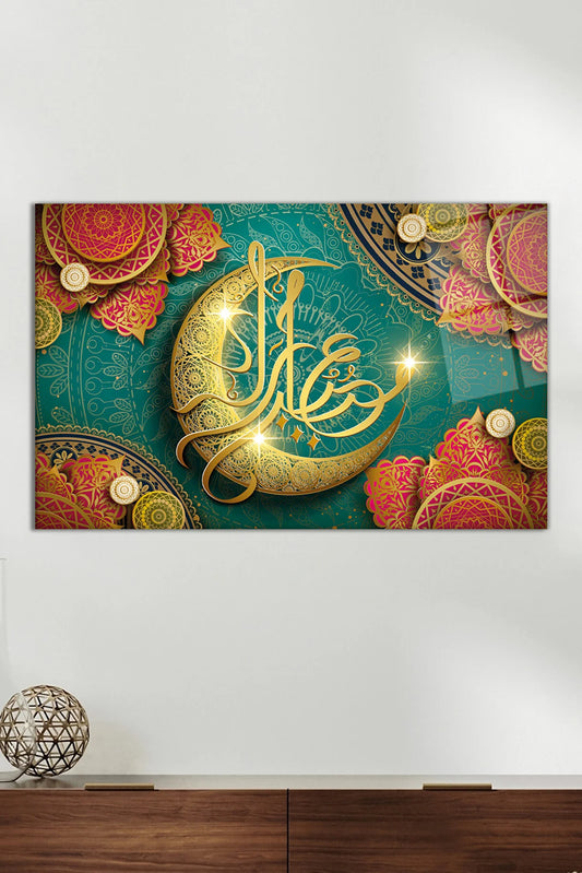 Ramazan Temalı Dini Cam Tablo, Modern Ev ve Ofis Dekoru, Hediyelik Duvar Dekorasyonu, Kırılmaz Cam